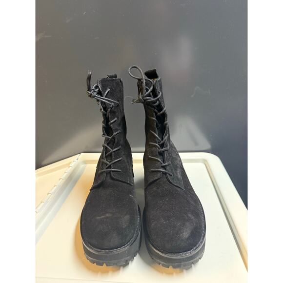 BY FAR Cobain 60mm platform boots black suede boots size w40 - Picture 1 of 8